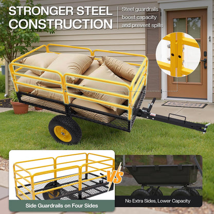 Jocisland Heavy Duty Garden Utility Trailer, 1500 Lbs 20 Cu.Ft ATV UTV Trailer Tow Behind Dump Cart