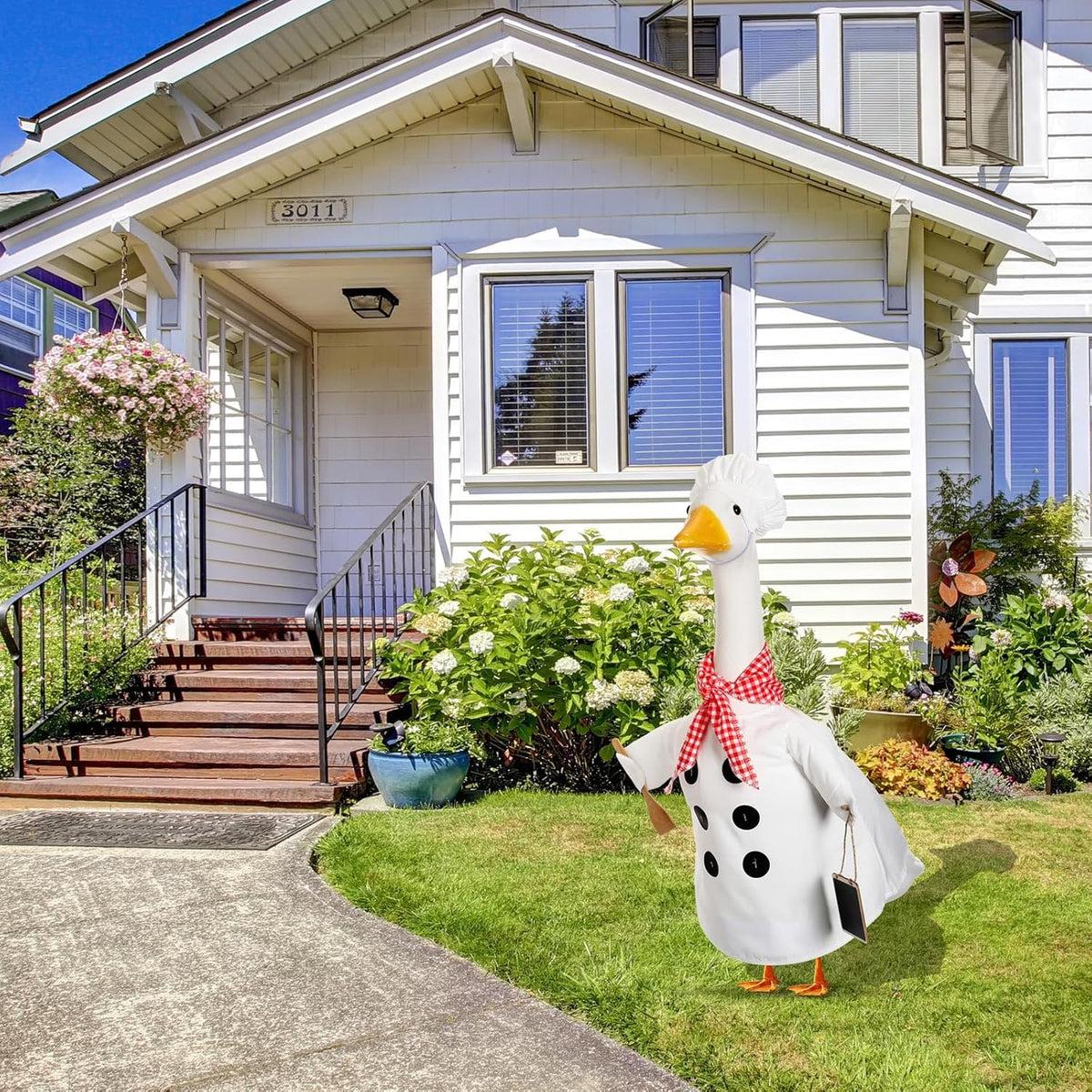 Aliceset Chef Porch Goose Outfits for Cement Goose Lawn Statue Clothes 23", Chef Clothes with