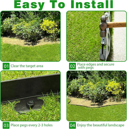Garden Edging Border,Plastic Edging for Landscaping,Flower Bed, Paver and Lawn Edging Border