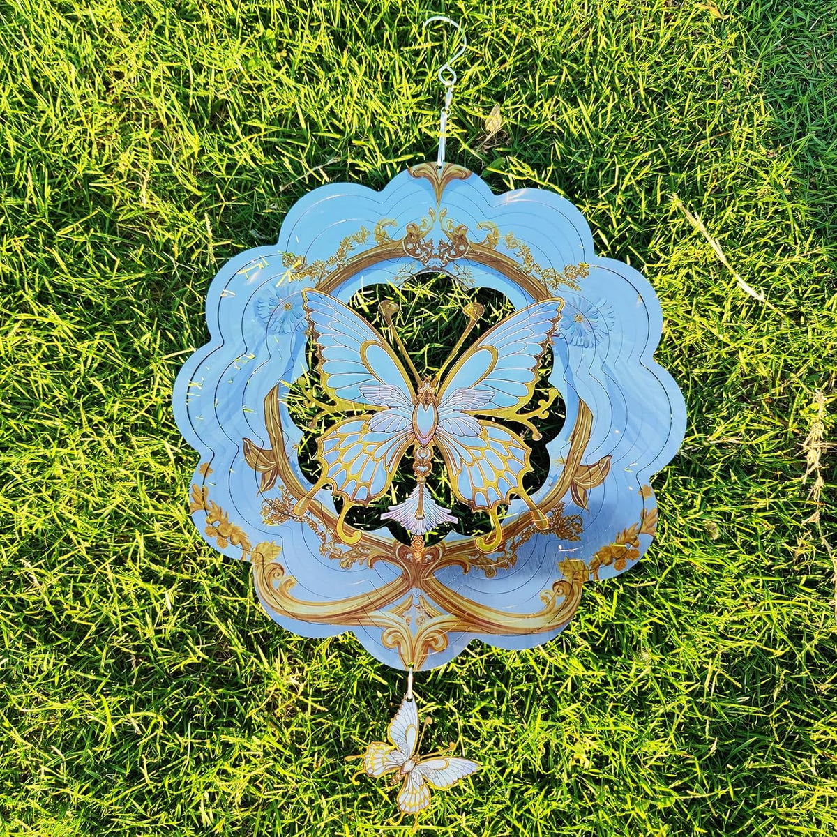 DJUAN Butterfly Stainless Steel Wind Spinners- Butterfly Gifts for Women Mom Grandma Wife, 12 inch