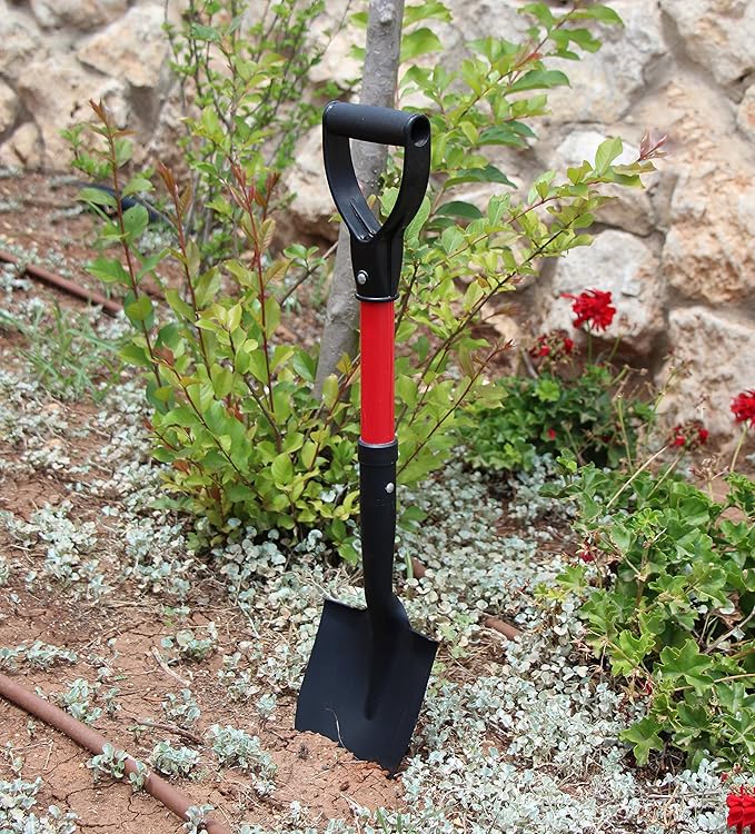 TABOR TOOLS Shovel with Round Point Blade and Comfortable D Grip 20 Inch Fiberglass Handle, Mini