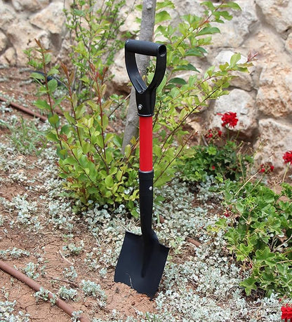 TABOR TOOLS Shovel with Round Point Blade and Comfortable D Grip 20 Inch Fiberglass Handle, Mini