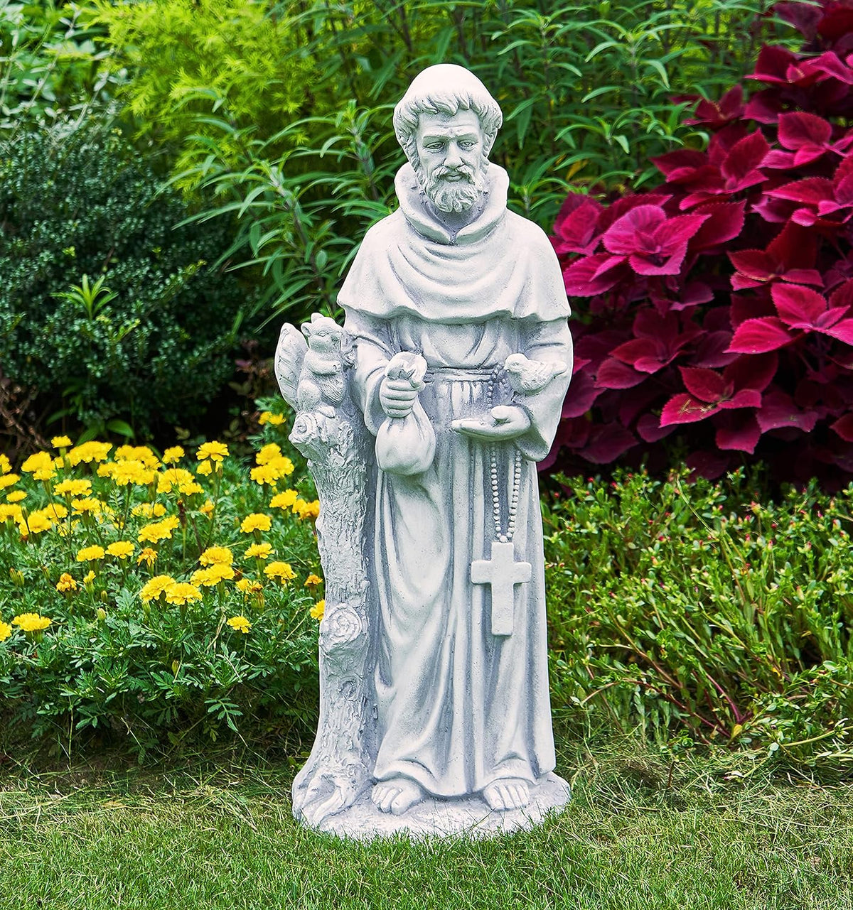 TOETOL St Francis Garden Statues 31 Inch Saint Francis of Assisi Catholic Christian Yard Decor Lawn