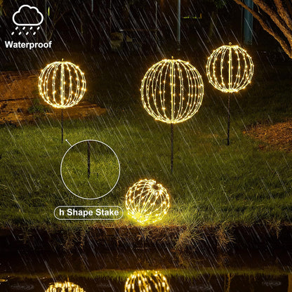 Lightshare 16IN 128LED Light Ball Yard Decoration Pathway Lights Sphere Light with Fold Flat Metal