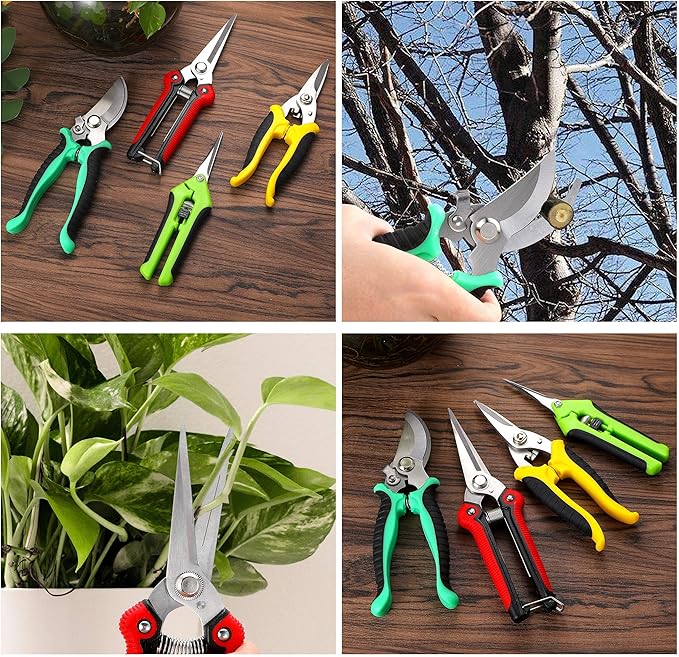 5‑Piece Garden Pruning Shears Set with Gloves & Storage Bag – Stainless Steel Trimming Scissors for