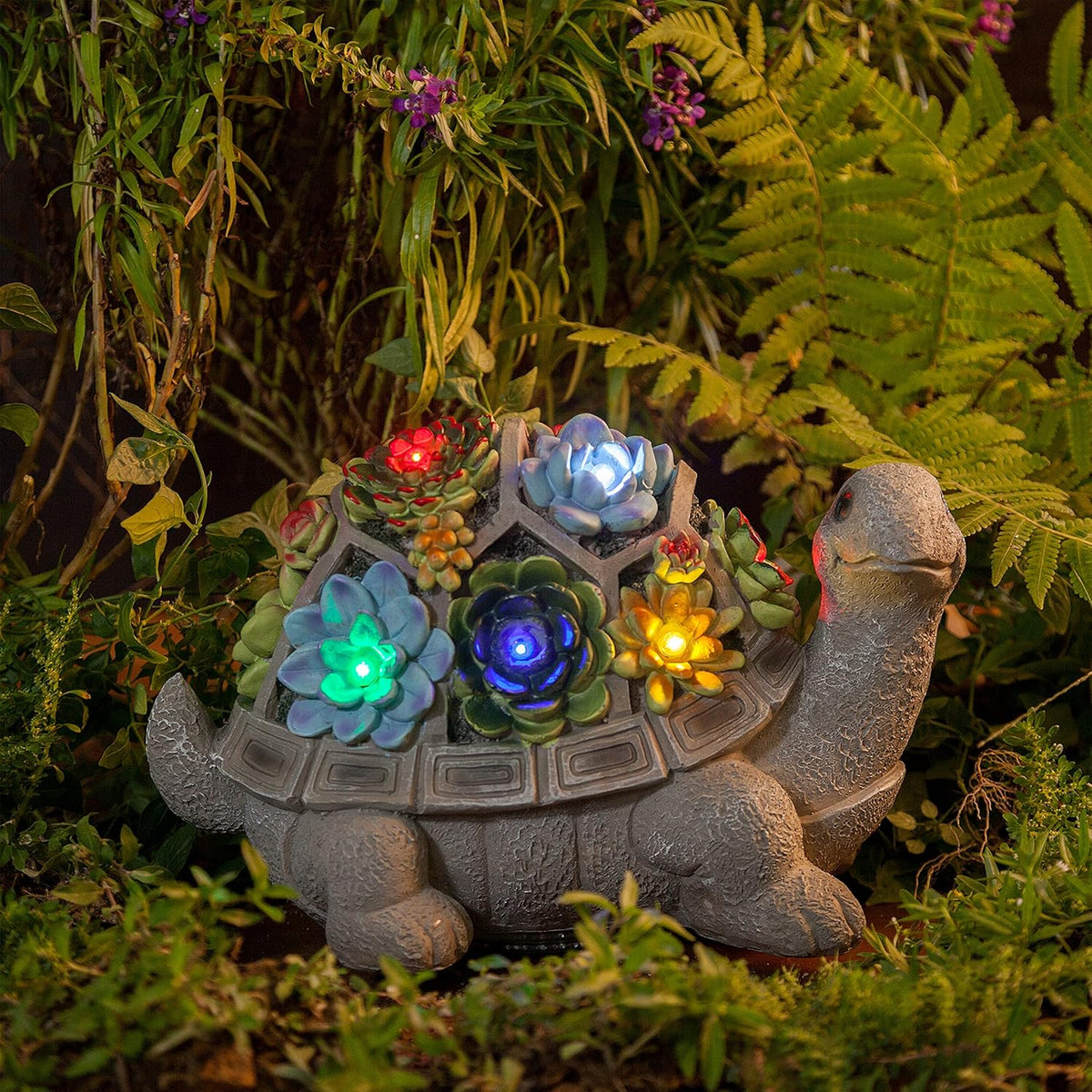 MALISTER 11.5 Inch Solar Garden Turtle Figurines Outdoor Decor, Outdoor Statues with 7 LEDs for