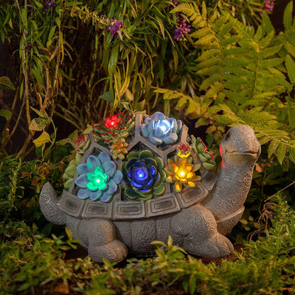 MALISTER 11.5 Inch Solar Garden Turtle Figurines Outdoor Decor, Outdoor Statues with 7 LEDs for