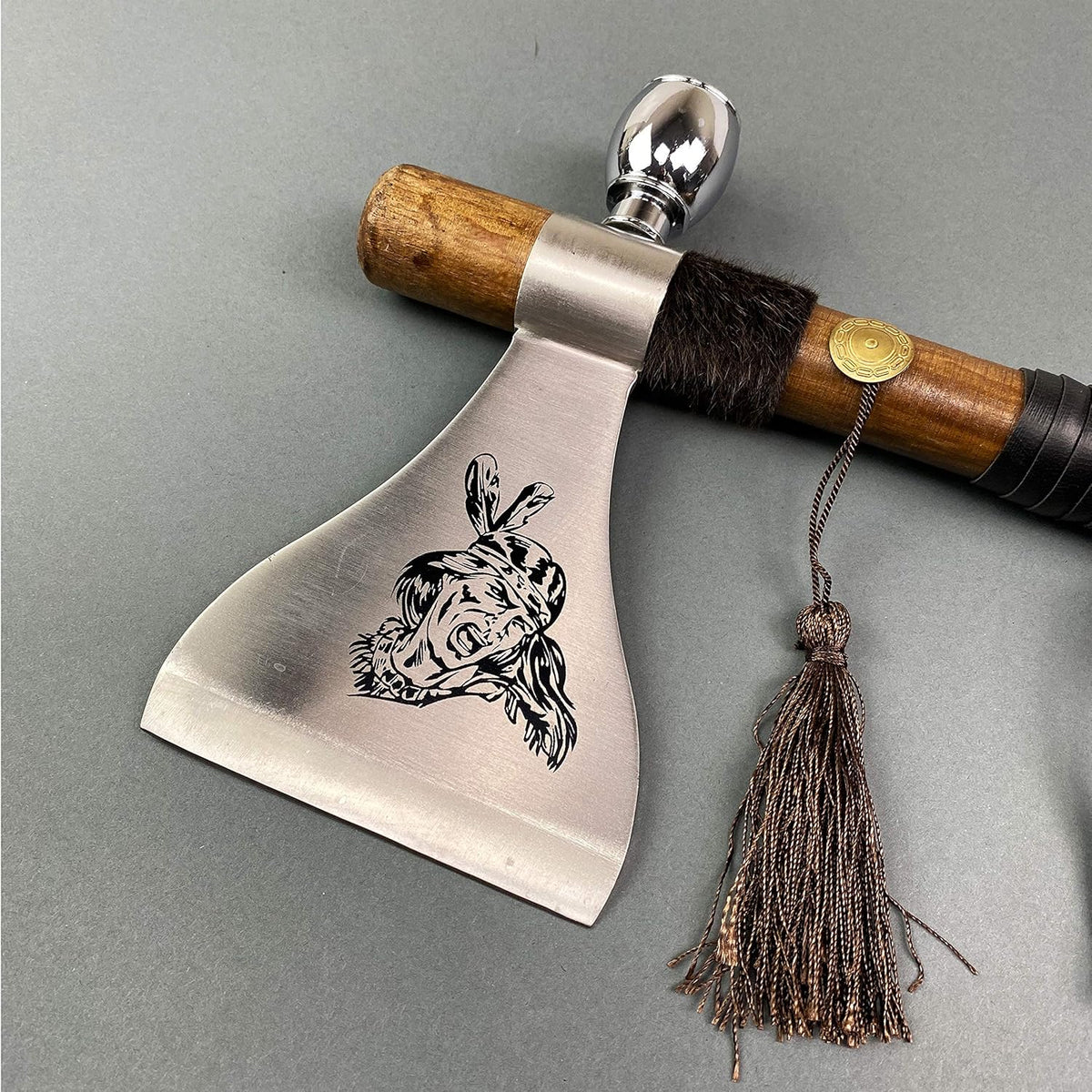 PS 19" Tomahawk Axe Hatchet with Pipe Function. for Camping, Home Decoration, Outdoor Sports Uses