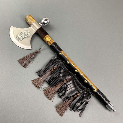 PS 19" Tomahawk Axe Hatchet with Pipe Function. for Camping, Home Decoration, Outdoor Sports Uses