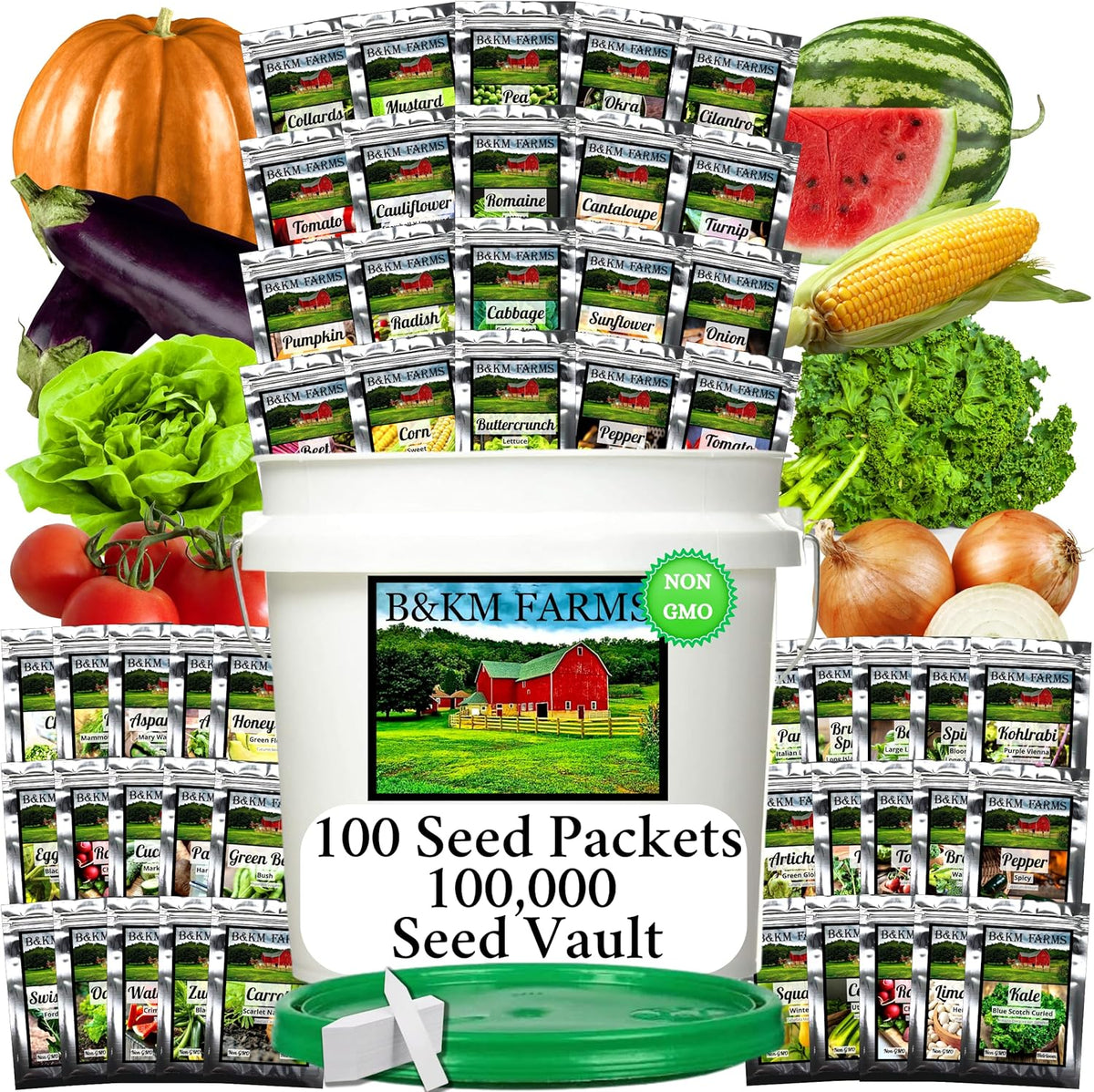 100 Seed Packets, 50 Varieties: Ultimate Seed Vault for Home Food Security & Abundant Gardens by