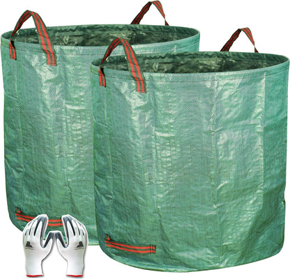 Gardzen 2-Pack 132 Gallon Yard Waste Bags, Reusable Heavy Duty Collapsible Garden Leaf Bags with