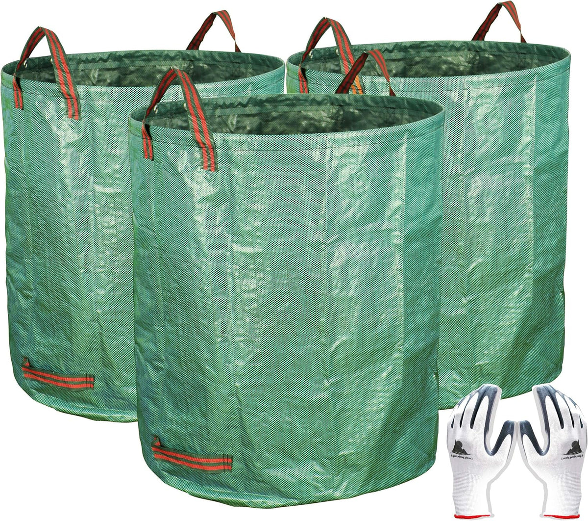 Gardzen 3-Pack 72 Gallon Yard Waste Bags, Reusable Heavy Duty Collapsible Garden Leaf Bags with