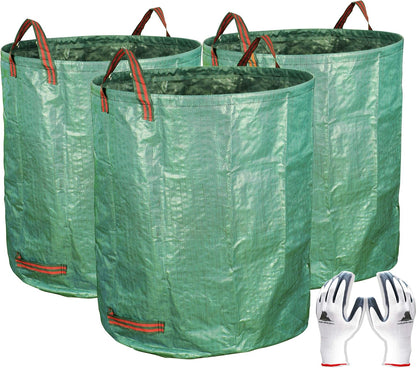 Gardzen 3-Pack 72 Gallon Yard Waste Bags, Reusable Heavy Duty Collapsible Garden Leaf Bags with