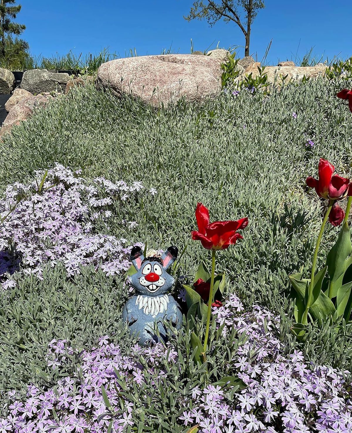 Ceramic Garden Decor - Bunny Lawn Stake - Outdoor Statue - Perfect, Unique Gifts for Gardeners