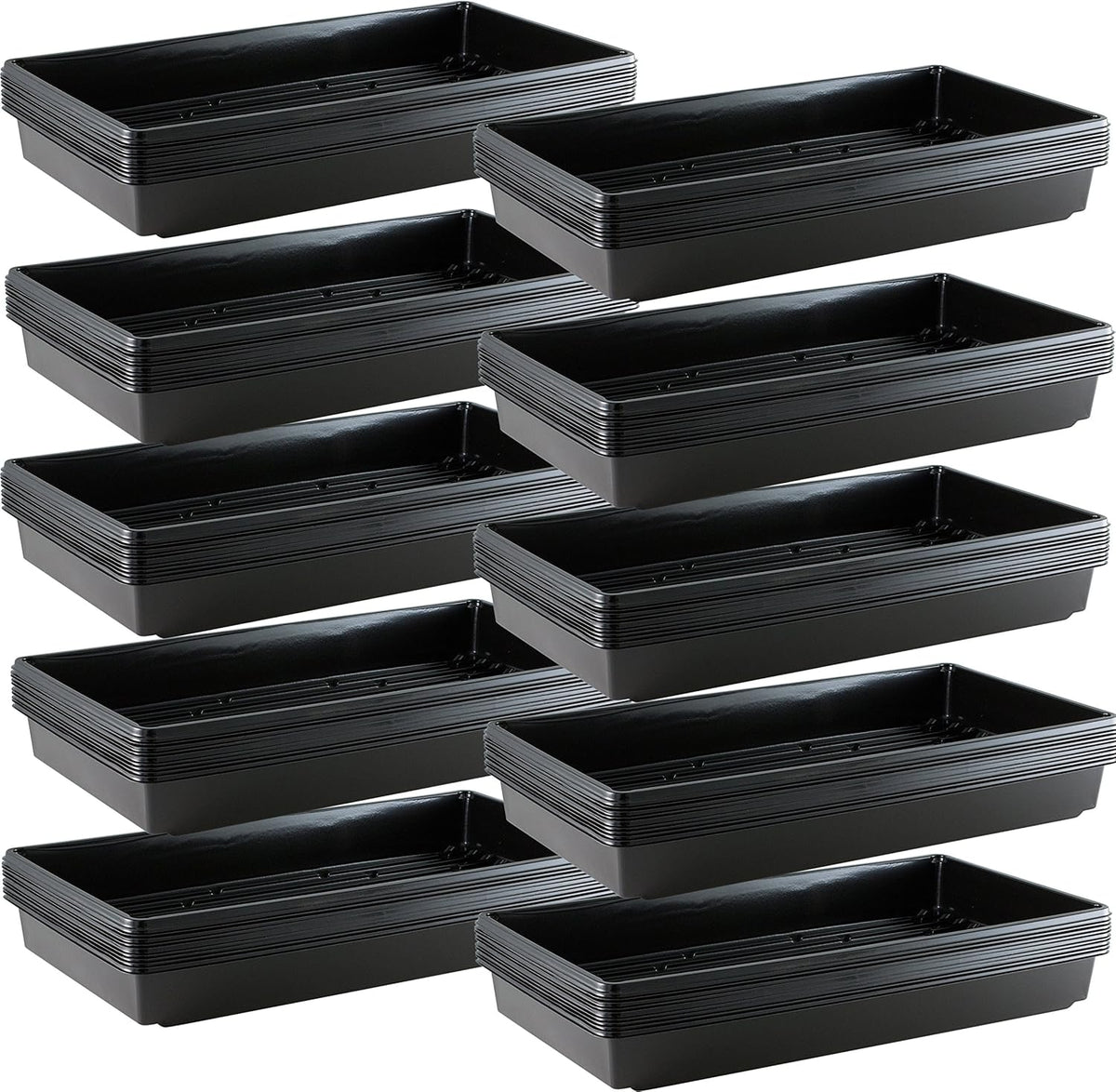 10x20 Inch Black Plastic 100 Pack Plant Propagation Tray – Growing Trays for Garden, Planting