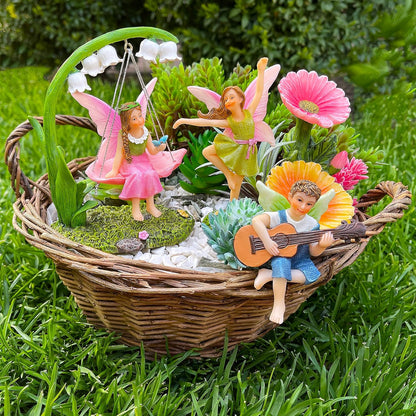 Mood Lab Fairy Garden - Dancing Swing Accessories Kit of 5 pcs - Miniature Garden Figurines Set