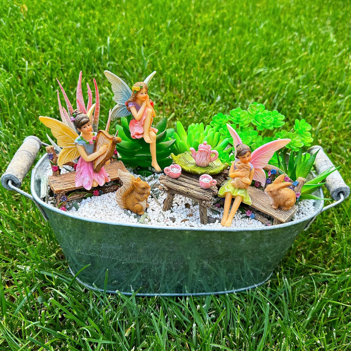 Mood Lab Fairy Garden - Miniature Figurines & Accessories Starter Kit - Fairy Garden Set of 12 pcs