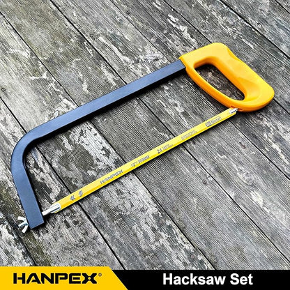 12in. High-Tension Hacksaw Frame with 5pcs Extra Bi-metal Blades, Hand Saw Suitable for Metal