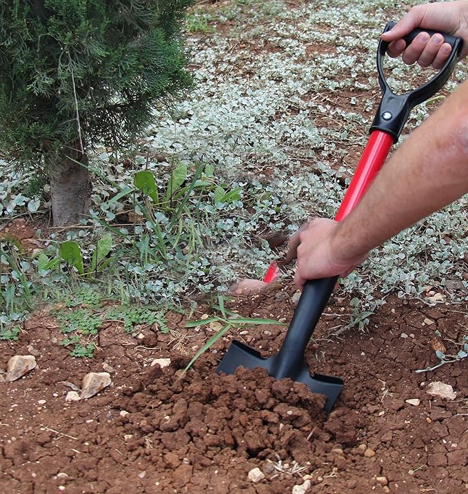 TABOR TOOLS Shovel with Round Point Blade and Comfortable D Grip 20 Inch Fiberglass Handle, Mini