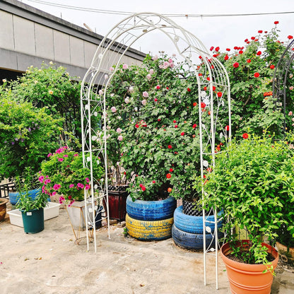 Metal Garden Arch 98.4" H Garden Arbor Trellis for Outdoor Climbing Plants Support Rose Lawn Tall