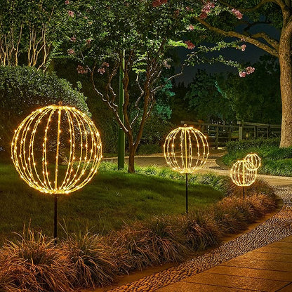 LIGHTSHARE 10IN 48LED Light Ball Yard Decoration Pathway Lights Sphere Light with Fold Flat Metal