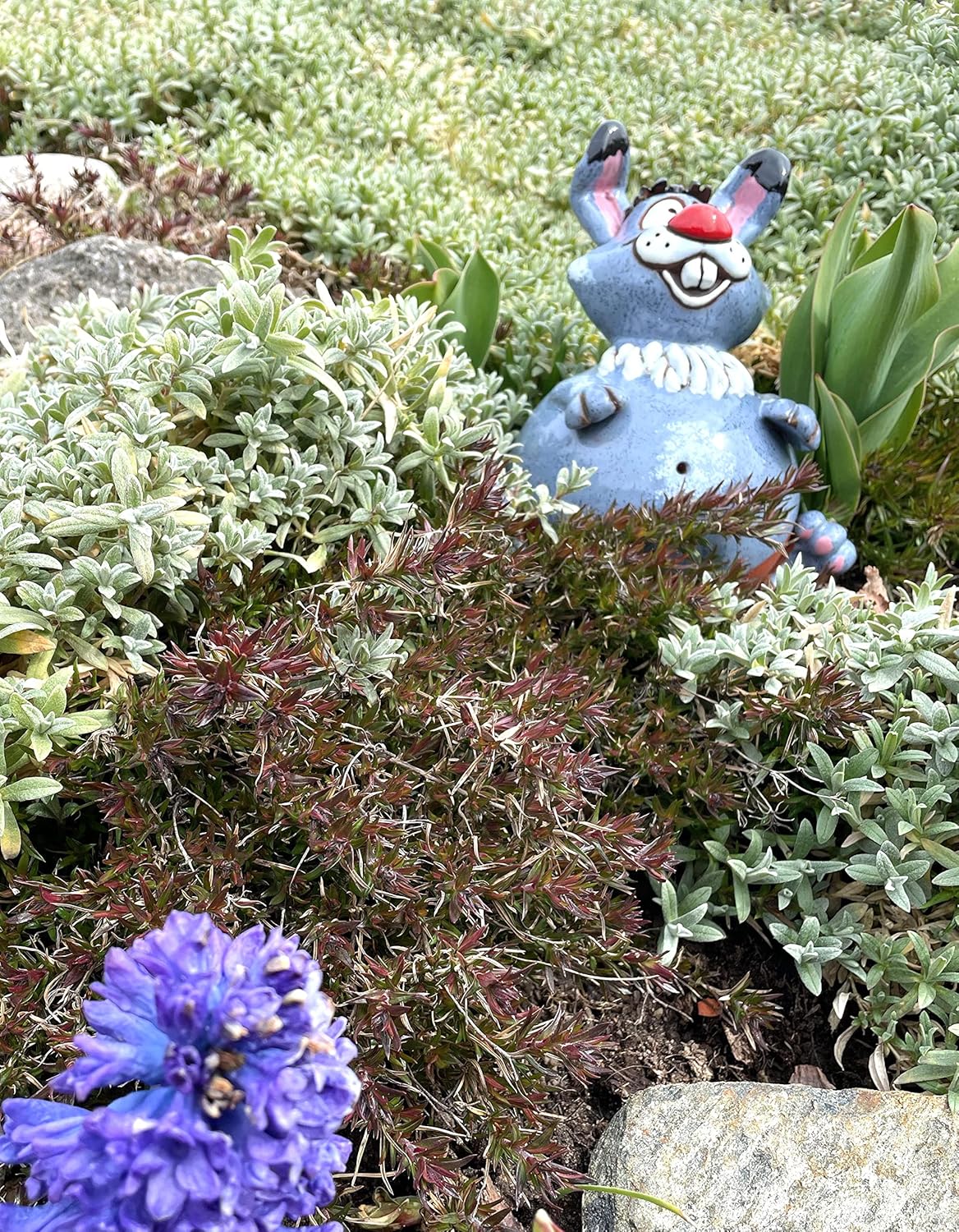 Ceramic Garden Decor - Bunny Lawn Stake - Outdoor Statue - Perfect, Unique Gifts for Gardeners