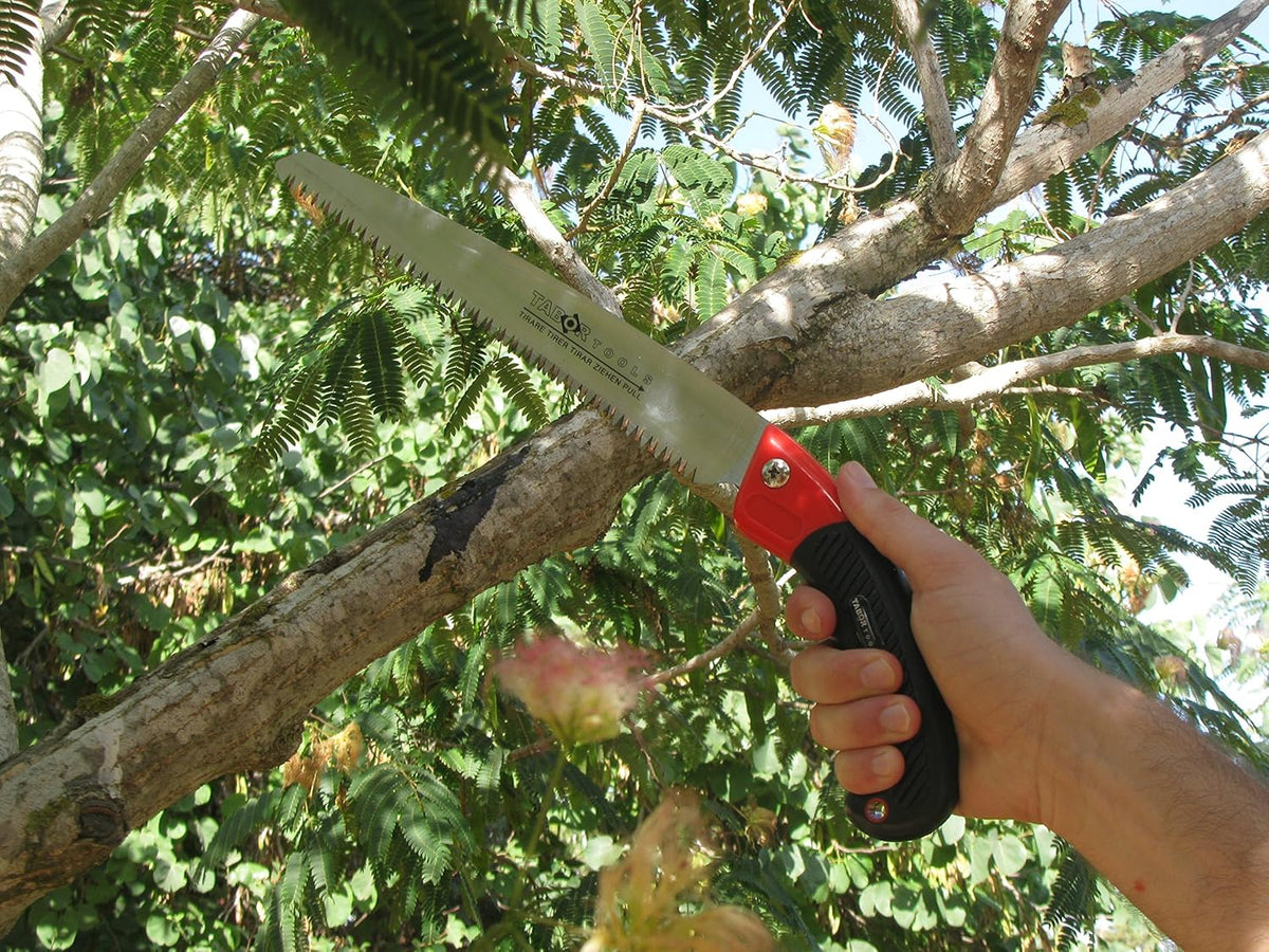 TABOR TOOLS Pruning Saw with Sheath, 10 Inch Hand Saw with Straight Blade and Holster, Suitable for