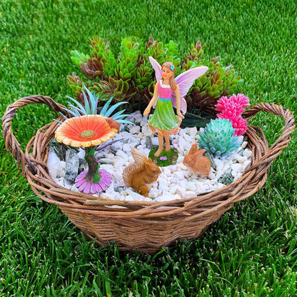 Mood Lab Fairy Garden Kit - Miniature Figurines & Accessories - Flower Set of 4 pcs - for Outdoor