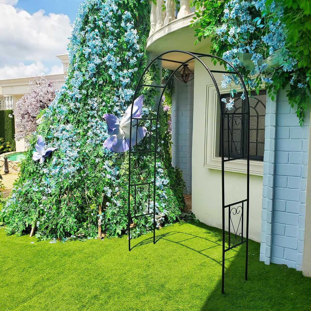 6.9ft H X 4.1ft W Metal Garden Arch Trellis, Garden Arbor for Climbing Plants, Wedding Arch Arbor