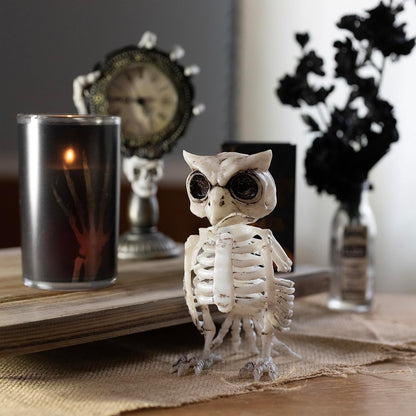 SCS Direct Owl Skeleton Halloween Decoration (2 Pack) - 6.5" Long - Weather Resistant for
