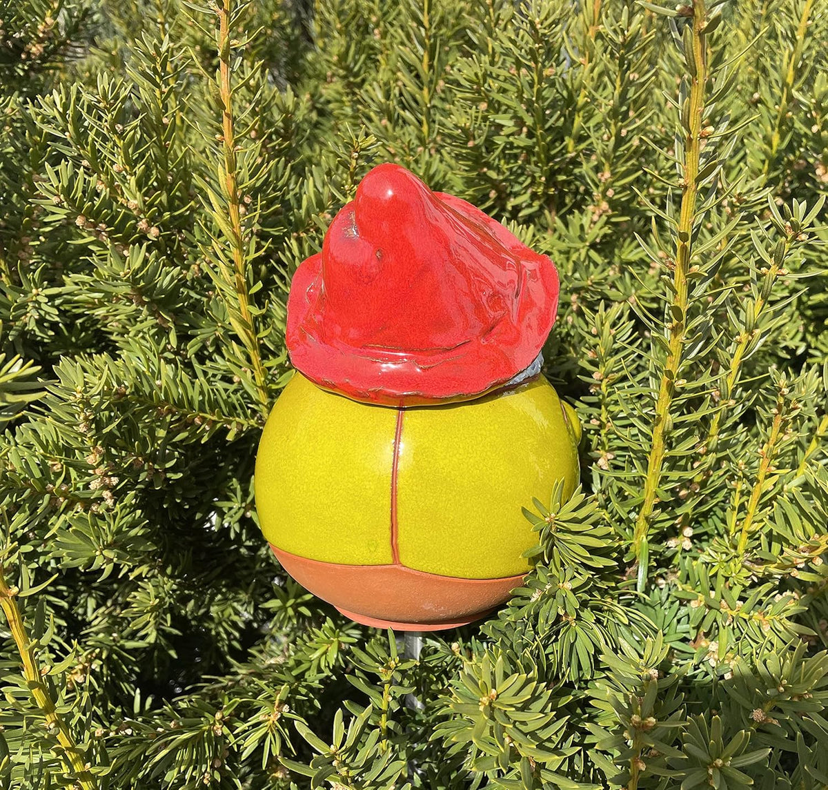 Ceramic Garden Decor - Gnome Lawn Stake - Outdoor Statue - Perfect, Unique Gifts for Gardeners