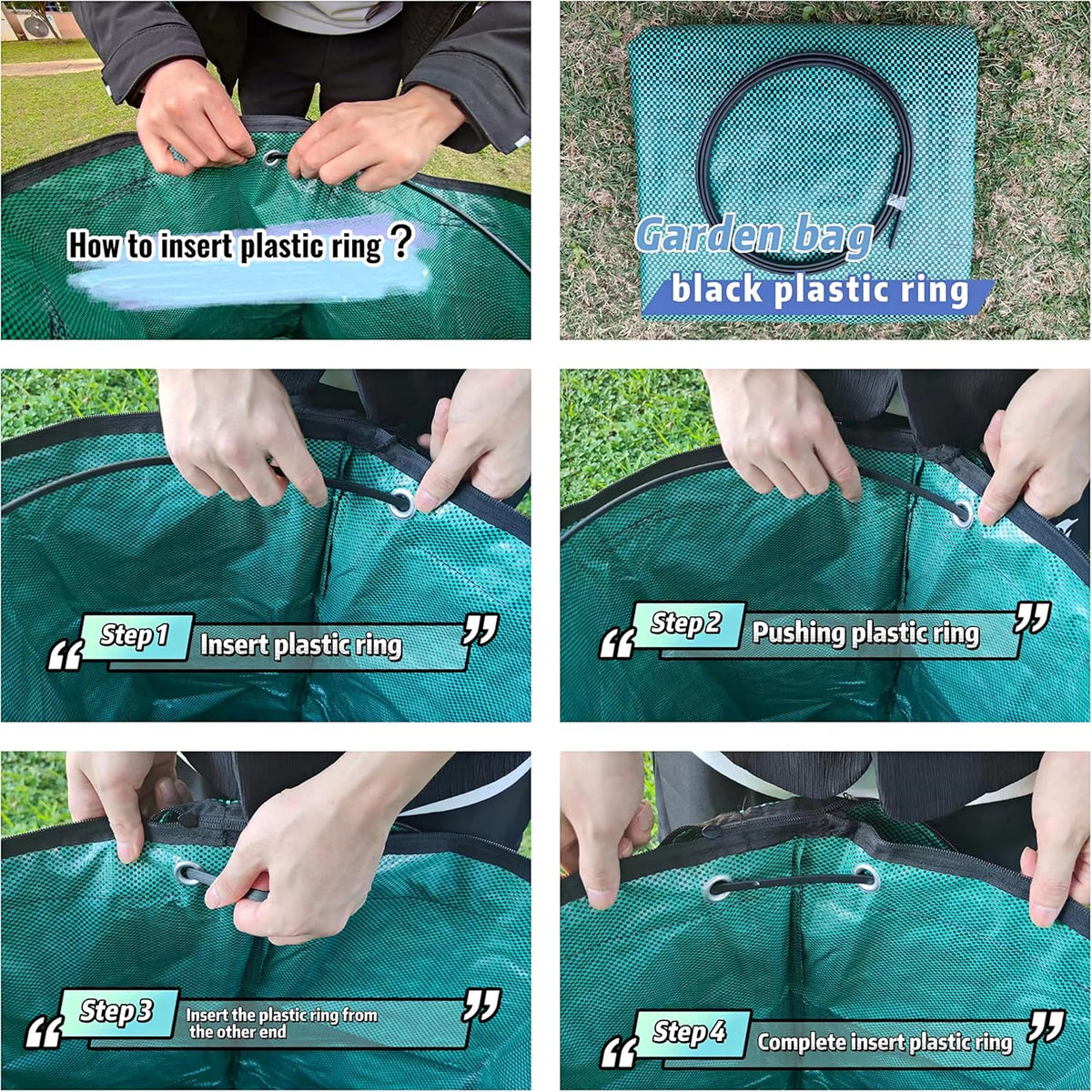 2 Pack 32 Gallons Reusable Yard Waste Bags with Zipper Lid Garden Waste Bags with 4 Handles Outdoor