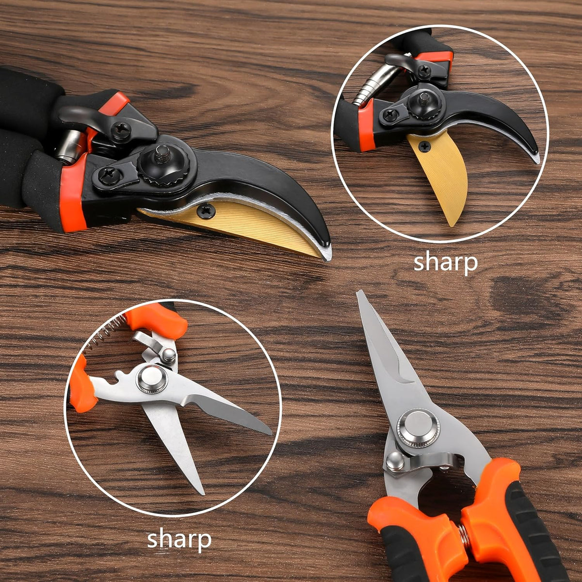 5 pack Garden Pruning Shears Stainless Steel Blades, Handheld Scissors Set with Gardening