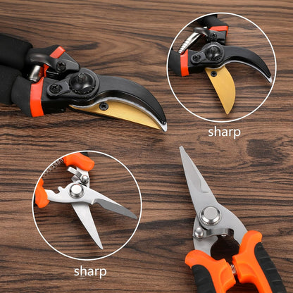 5 pack Garden Pruning Shears Stainless Steel Blades, Handheld Scissors Set with Gardening