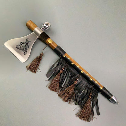 PS 19" Tomahawk Axe Hatchet with Pipe Function. for Camping, Home Decoration, Outdoor Sports Uses