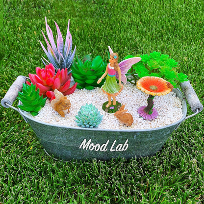 Mood Lab Fairy Garden Kit - Miniature Figurines & Accessories - Flower Set of 4 pcs - for Outdoor