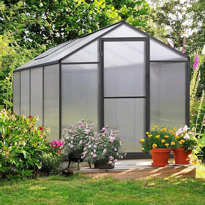 BlueWish 6x8FT Greenhouse, Walk-in Green House with Adjustable Vents, Rivet Structure, Greenhouses