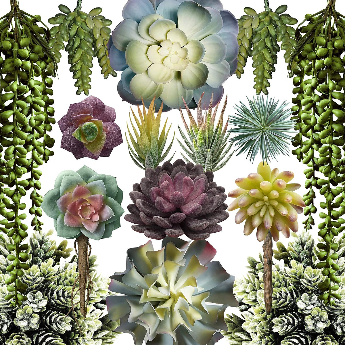 Artificial Succulents - 15 Pack - Premium Unpotted Succulent Plants Artificial - Realistic Textured