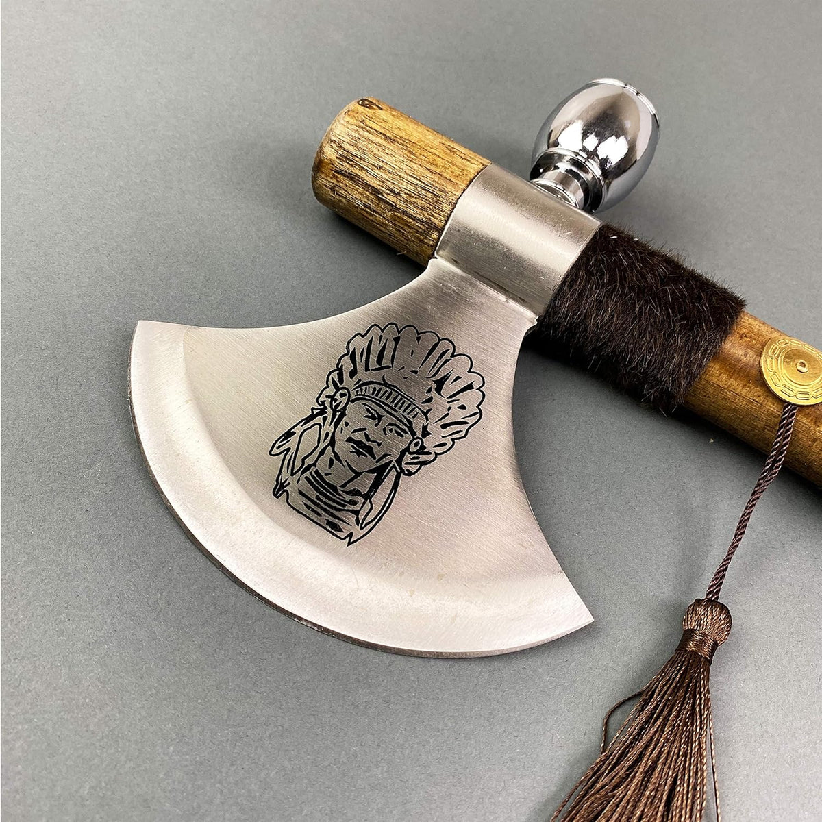 PS 19" Tomahawk Axe Hatchet with Pipe Function. for Camping, Home Decoration, Outdoor Sports Uses