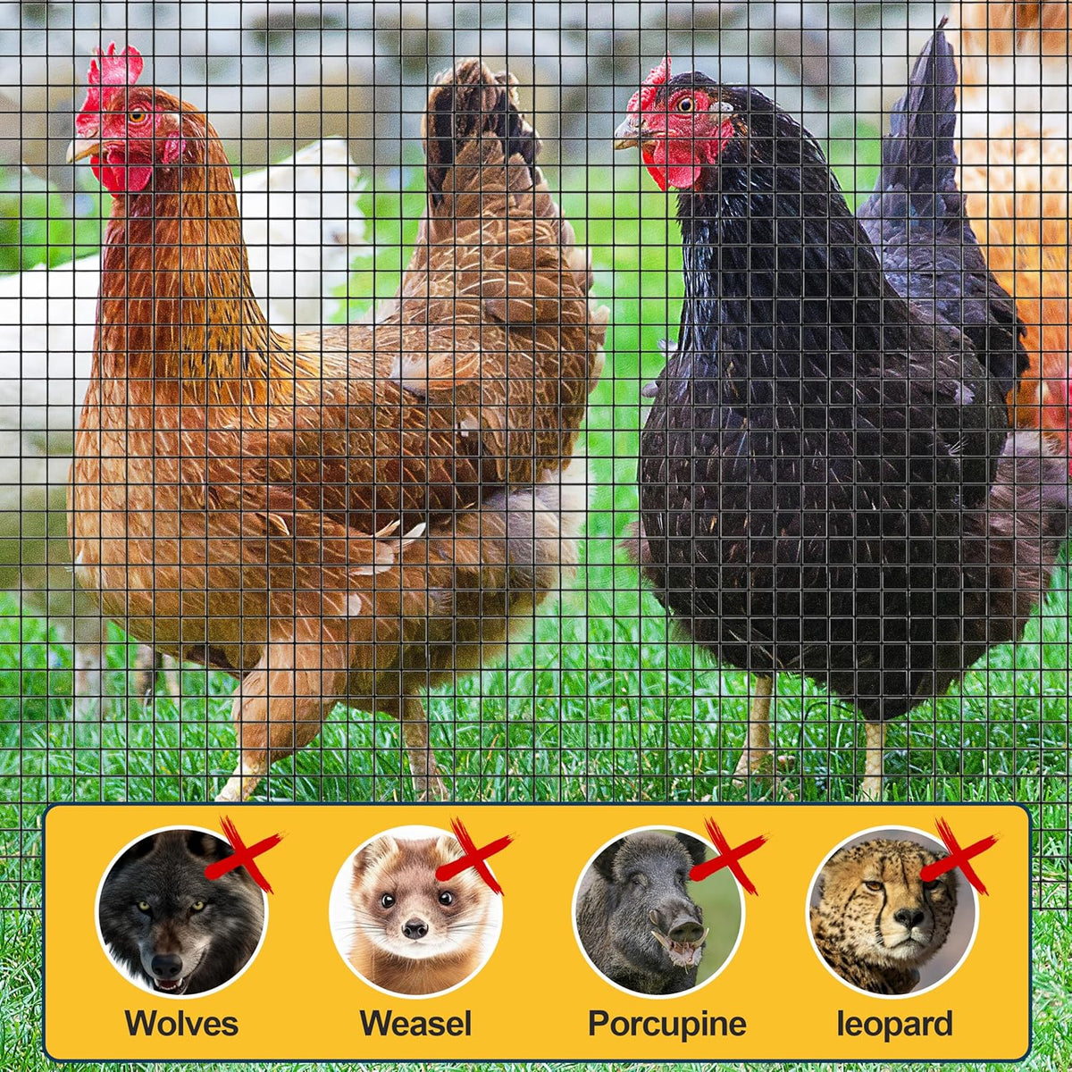 Sunnyglade Hardware Cloth, 1/2 Inch 48" x 100 ft Black Vinyl Metal Mesh Roll, 19 Gauges Chicken
