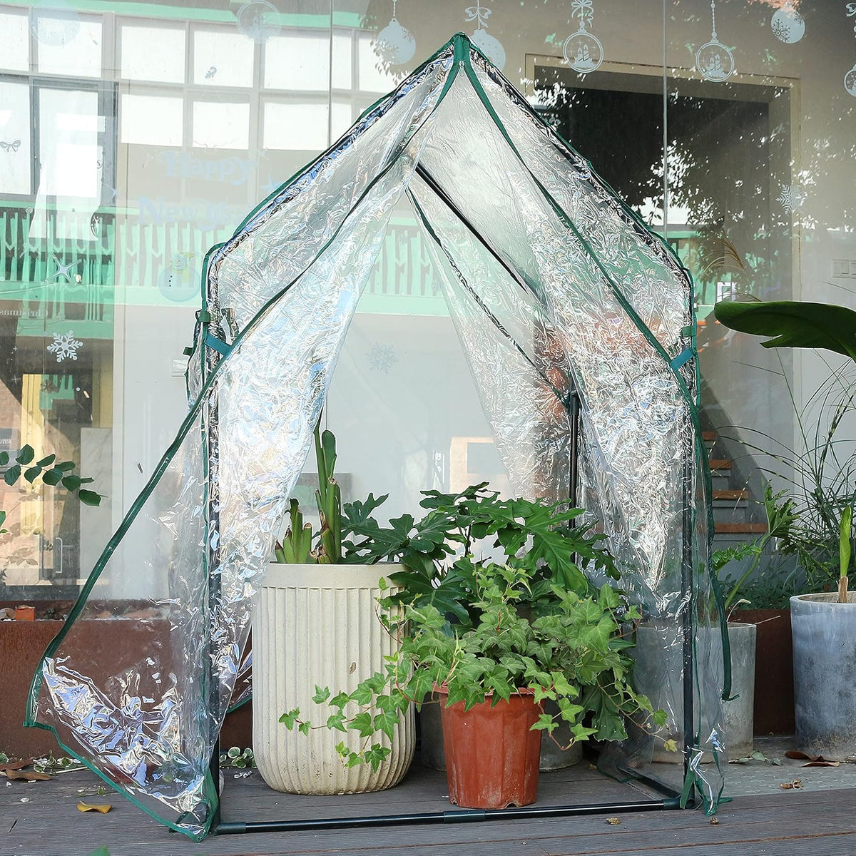 Gardzen Mini Greenhouse Heavy Duty Portable Green House, Clear Tent Small Greenhouse for Indoor