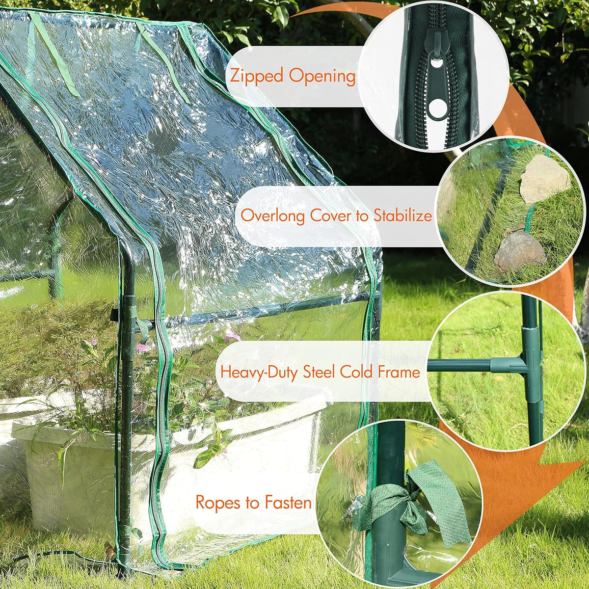 Gardzen Mini Greenhouse Heavy Duty Portable Green House, Clear Tent Small Greenhouse for Indoor