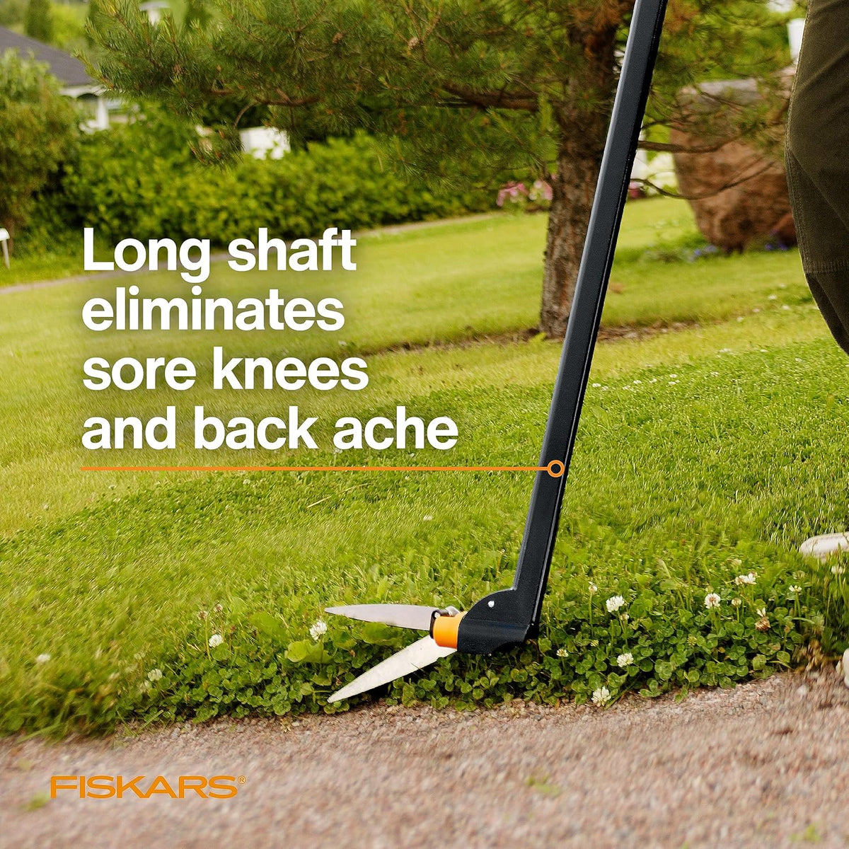 Fiskars Grass Shears, Long Handle, 36" Handle Lawn Shears for Trimming Grass while Standing, Lawn