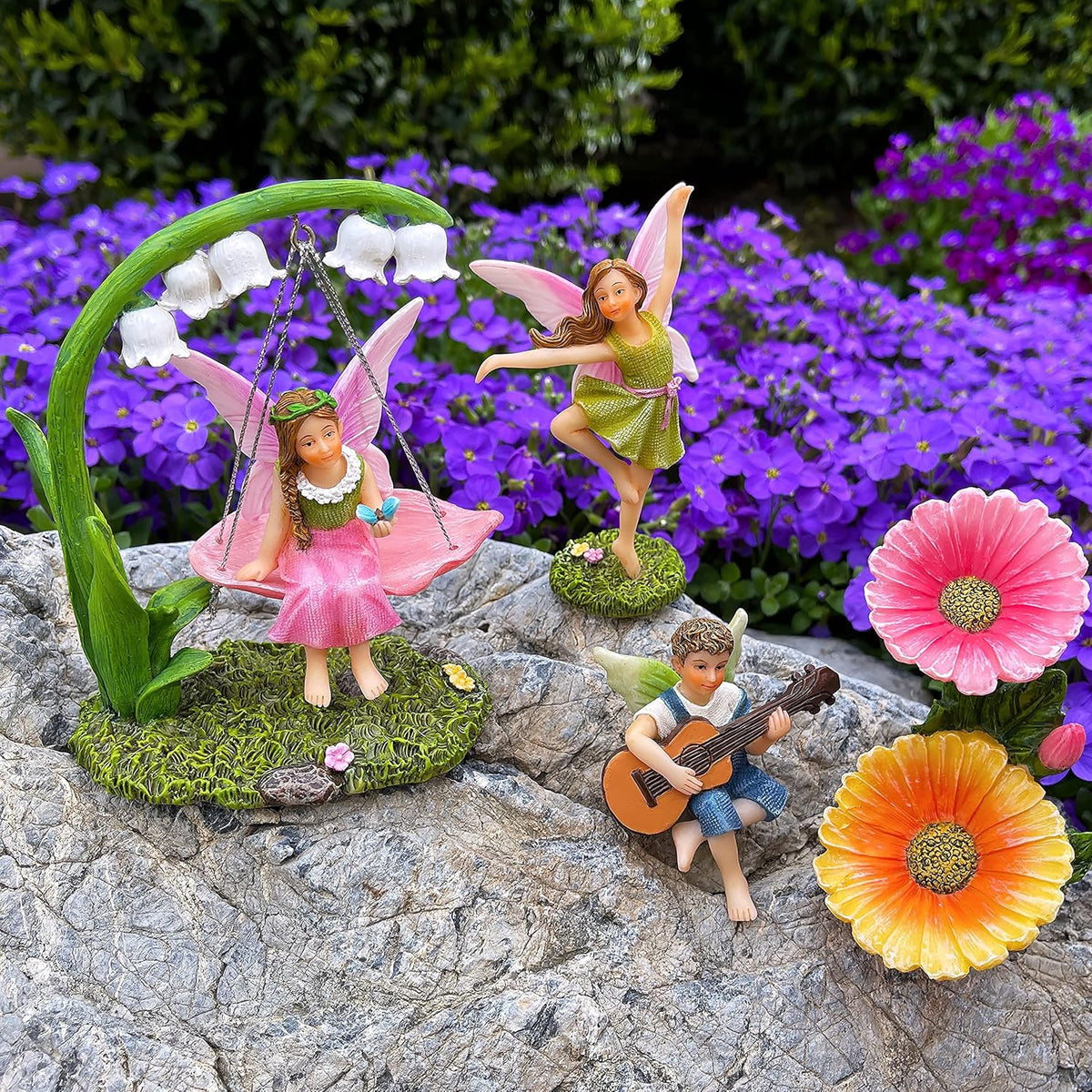 Mood Lab Fairy Garden - Dancing Swing Accessories Kit of 5 pcs - Miniature Garden Figurines Set