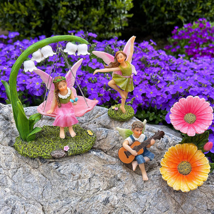 Mood Lab Fairy Garden - Dancing Swing Accessories Kit of 5 pcs - Miniature Garden Figurines Set
