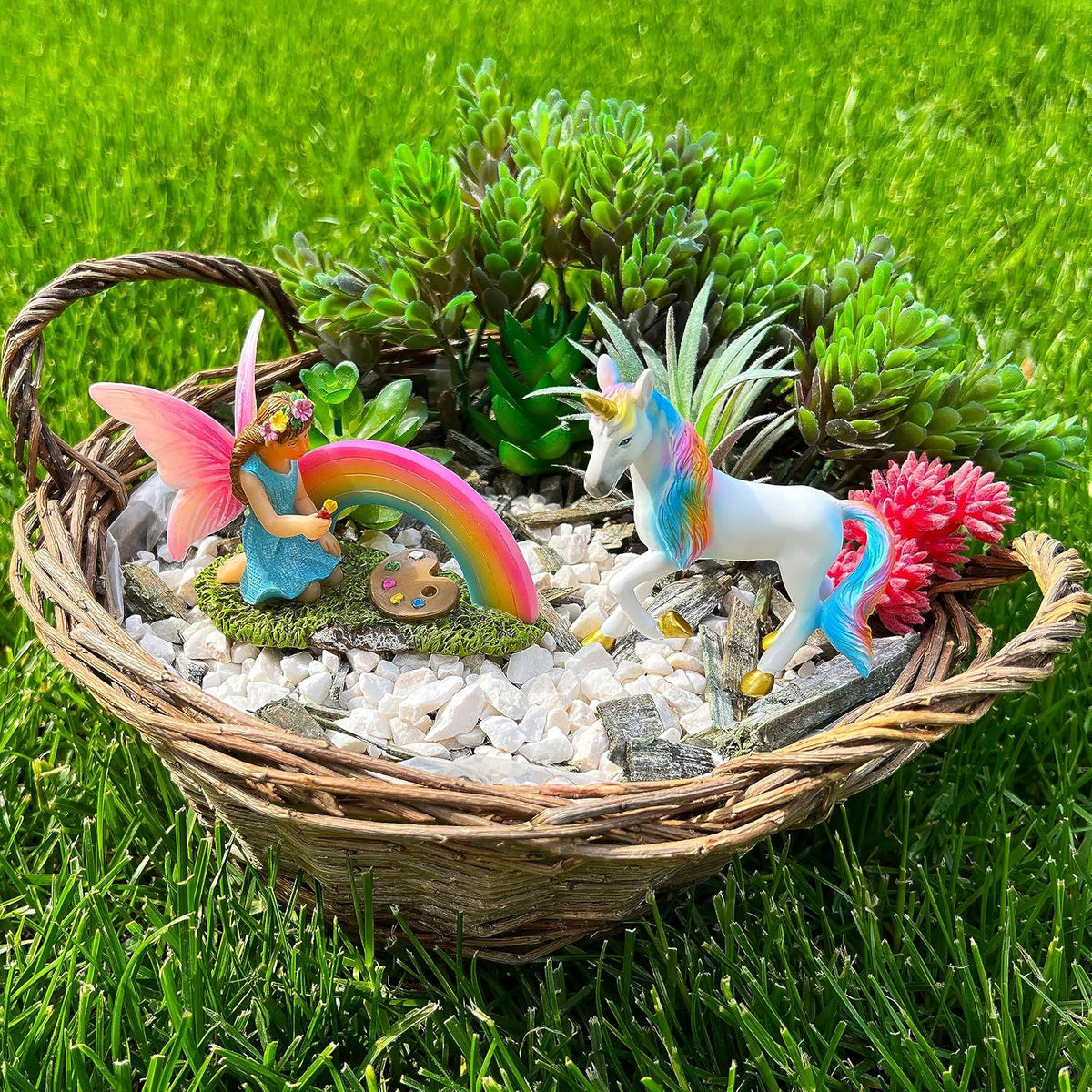 Mood Lab Fairy Garden - Unicorn Rainbow Set of 2 pcs - Miniature Figurines & Accessories Kit