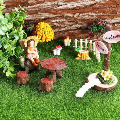 Elcoho 12 Pieces Fake Grass for Crafts Fairy Garden 6 x 6 Inches Artificial Garden Grass for