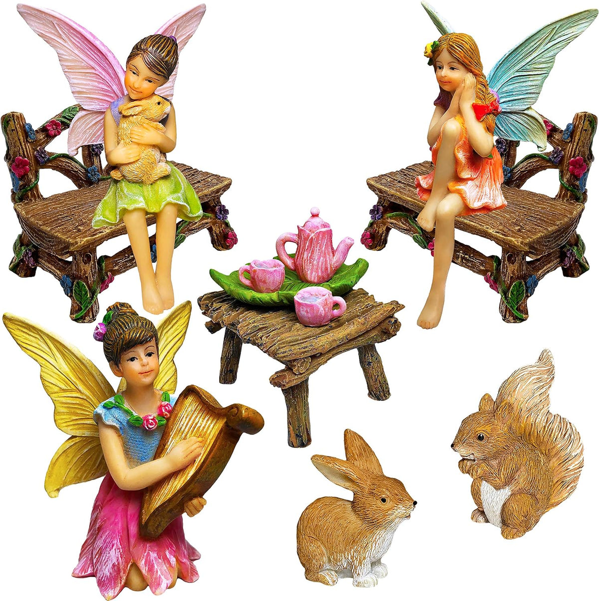 Mood Lab Fairy Garden - Miniature Figurines & Accessories Starter Kit - Fairy Garden Set of 12 pcs
