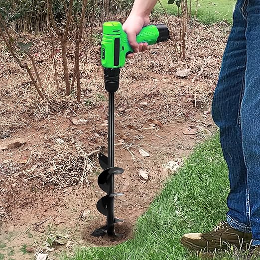 SYITCUN Auger Drill Bit for Planting - 4"X32" Heavy-Duty Auger Post Hole Digger for Fence- 3/8" Hex