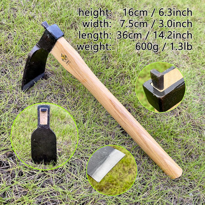 14 Inch Heavy Duty Curved Hoe, Without Welding, Gardening Tool, Oak Handle, for Digging, Weeding